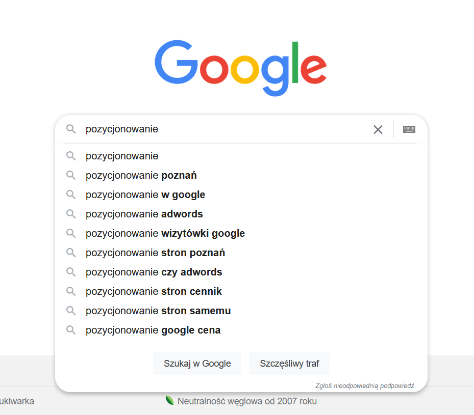 sugestie google 