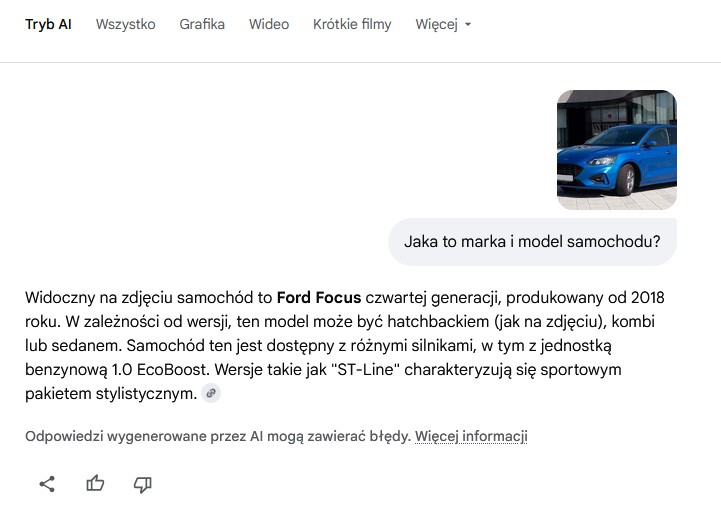 zapytanie o zdjęcie w trybie ai mode